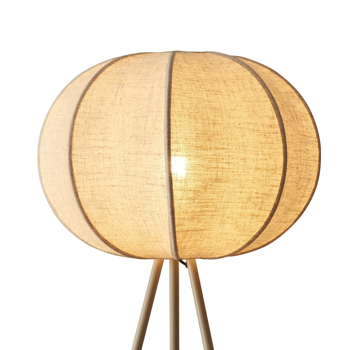 Illuminated Corey round linen-blend shade, close view
