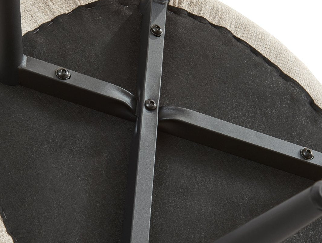 Sand Sereni underside with black cross-frame and visible connection points