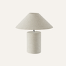 Alba fabric-covered white table lamp on a light neutral background