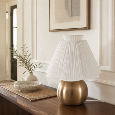 Neroli Chiffon Table Lamp in Aged Brass