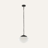 Aurelia white glass schoolhouse pendant light in Black, unlit product view