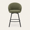 Sebastian olive upholstered swivel counter stool with 26 inch seat height and footrest