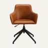Riley Office Chair in brown faux leather, front view, showcasing ergonomic design in a modern home office.